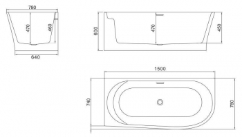 Ванна акриловая пристенная BELBAGNO BB410-1500-780. Фото