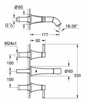 Смеситель для раковины GROHE Grandera 20414000 (внешняя часть). Фото