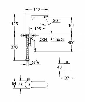 Смеситель для раковины GROHE Eurosmart Cosmopolitan 36327000. Фото