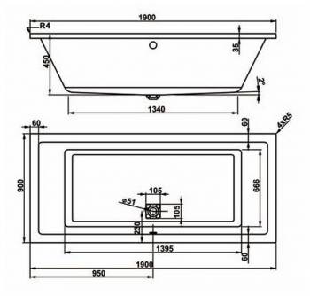 Ванна акриловая VAGNERPLAST Cavallo 190 VPBA190CAV2X-01. Фото