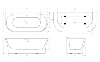 Ванна акриловая пристенная BELBAGNO BB711-1700-750. Фото