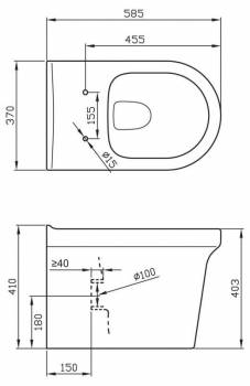 Чаша унитаза приставного BELBAGNO Vella P-trap BB829CB. Фото