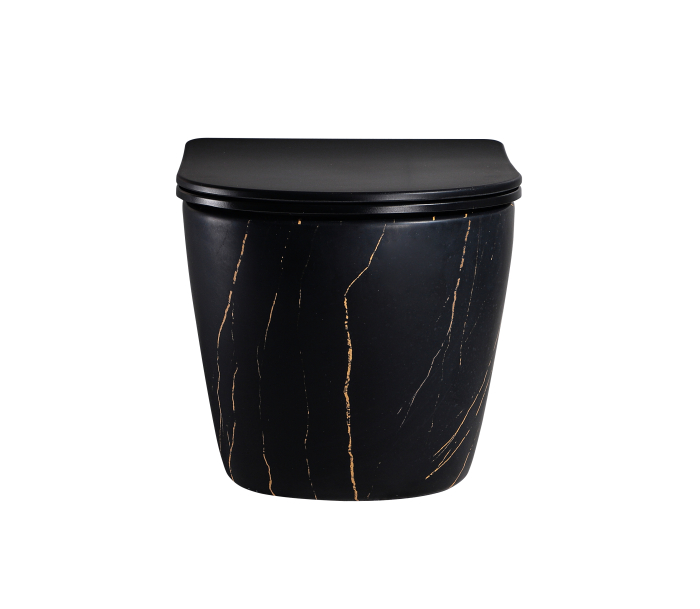Унитаз подвесной безободковый EVA GOLD EG505Black-G Черное Золото матовый. Фото