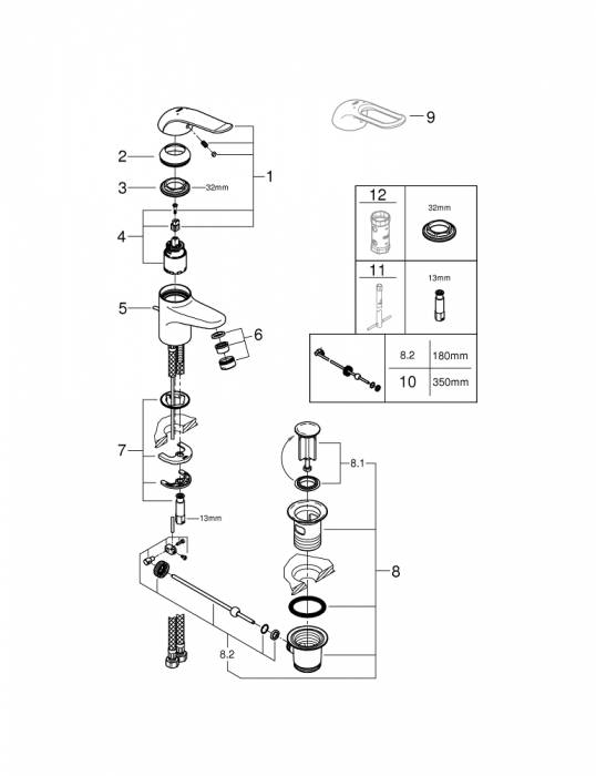 Смеситель для раковины GROHE Euroeco Special 32763000. Фото