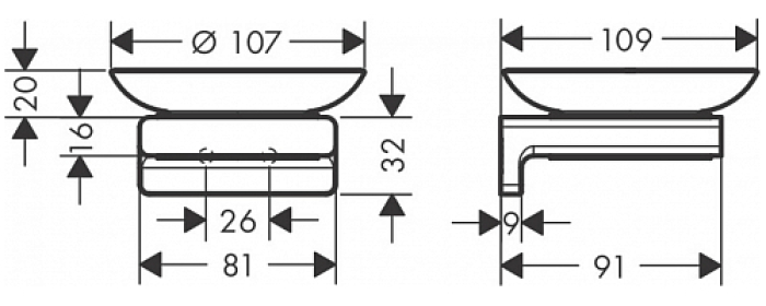 Мыльница AddStoris Hansgrohe 41746000, хром для ванной комнаты. Фото
